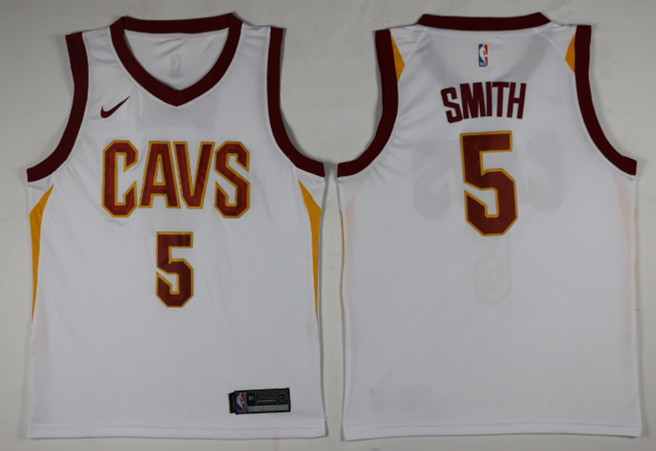 Men Cleveland Cavaliers 5 Smith White Game Nike NBA Jerseys